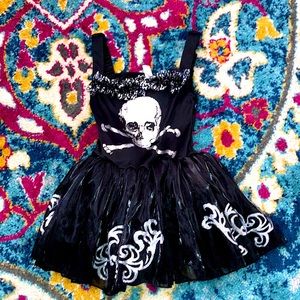 Black Silver Skeleton Costume Dress